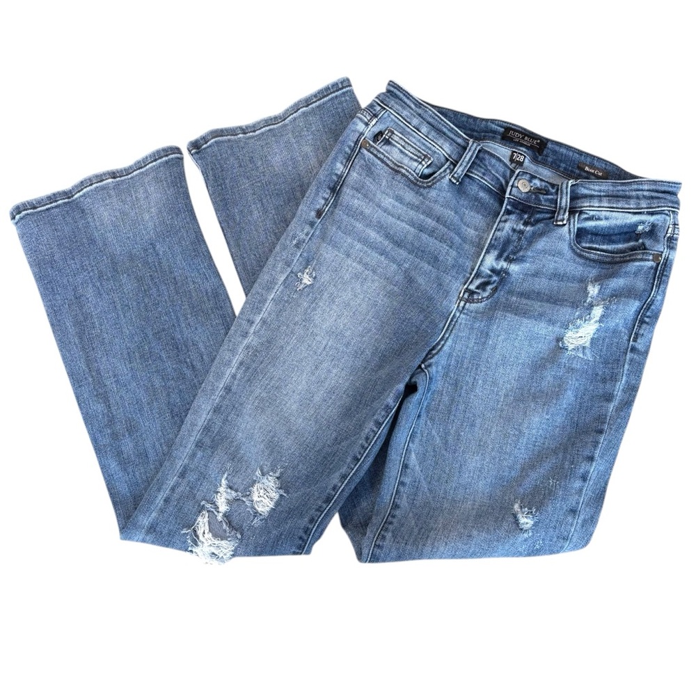 Judy Blue Boot Cut High Rise Distressed Blue Jeans, Women’s Size 7/28 - Picture 9 of 10